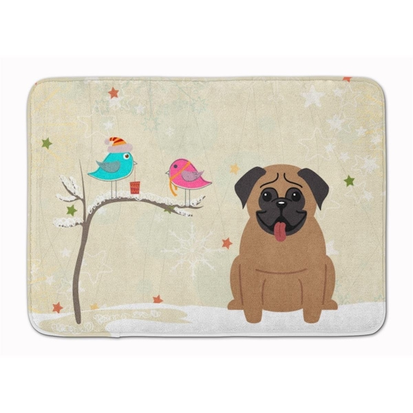 Carolines Treasures Christmas Presents Friends Pug Brown Machine Washable Memory Foam Mat BB2477RUG - main